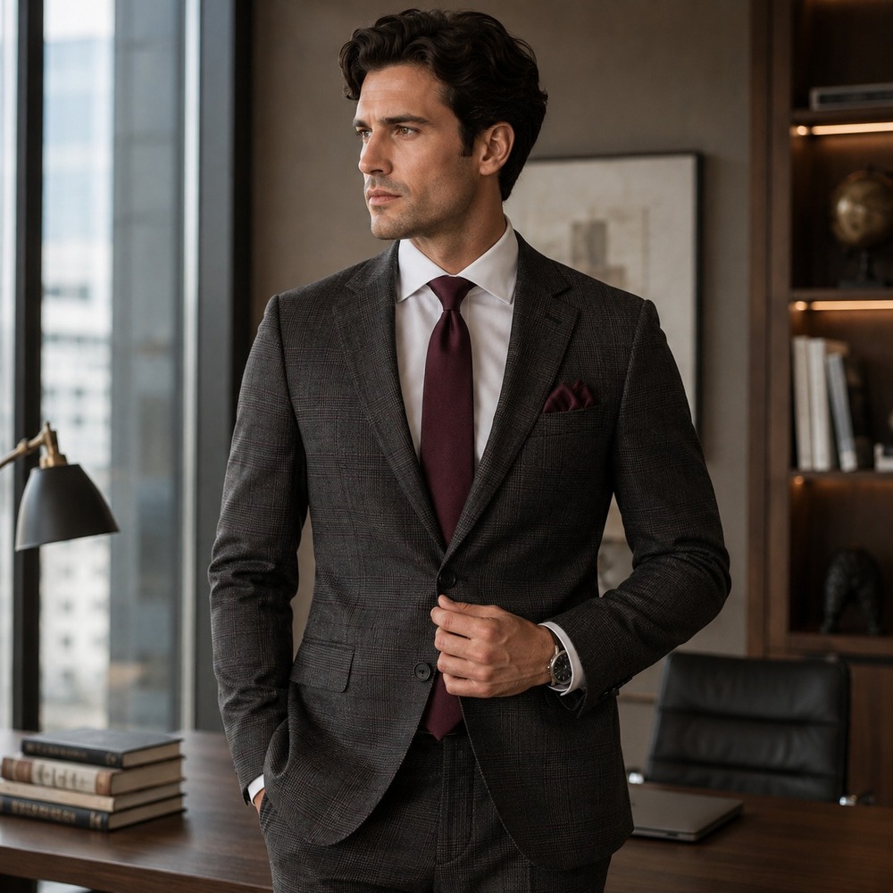 BOSS HUGO BOSS Men's Blazer 46L PASOLINI Virgin Wool Sport Coat Brown Burgundy